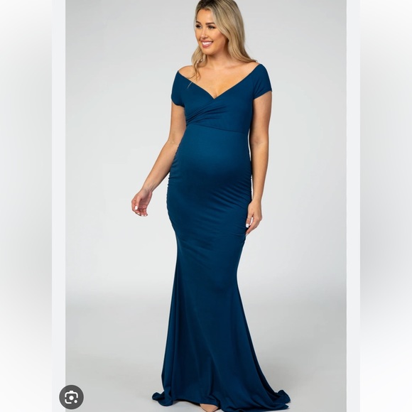 NWT Pink Blush Maternity Off Shoulder Wrap Maternity Photoshoot Dress - Picture 1 of 9